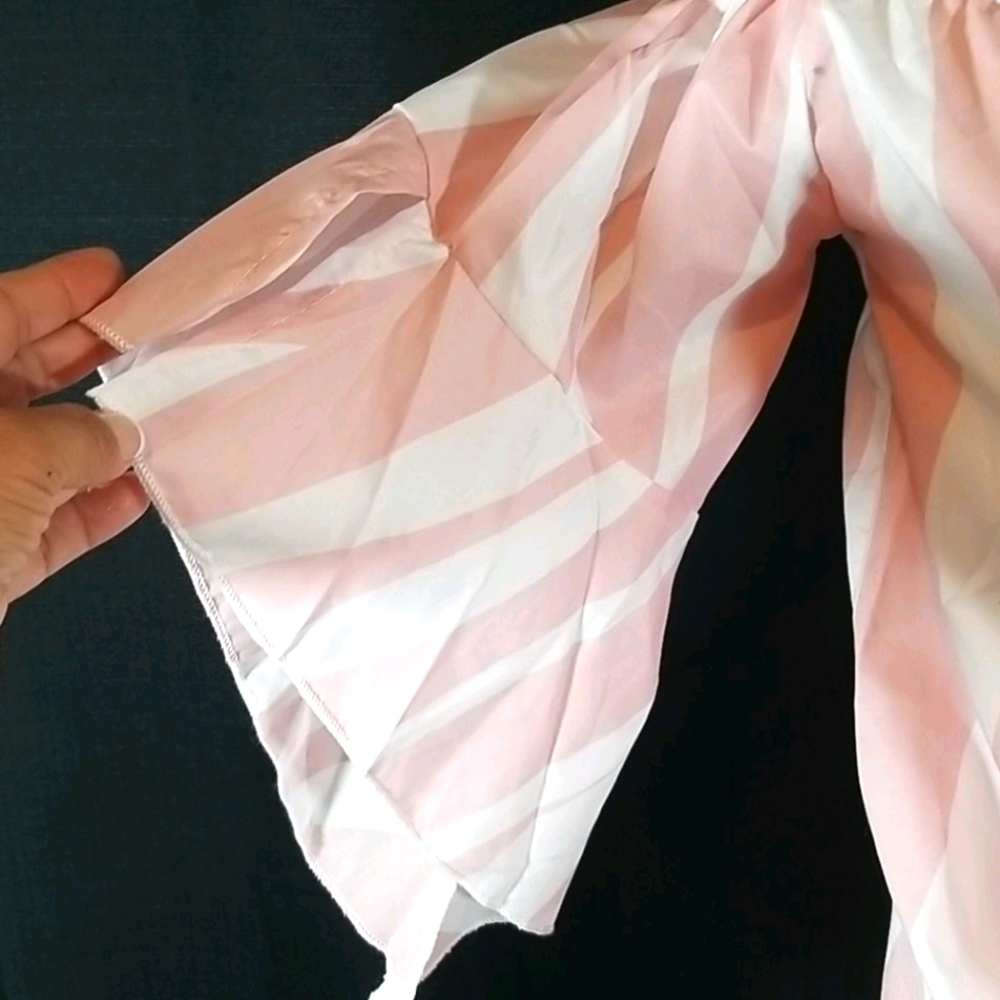 Pattern Cold Shoulder Bow pink and white Top. M - Picture 4 of 12